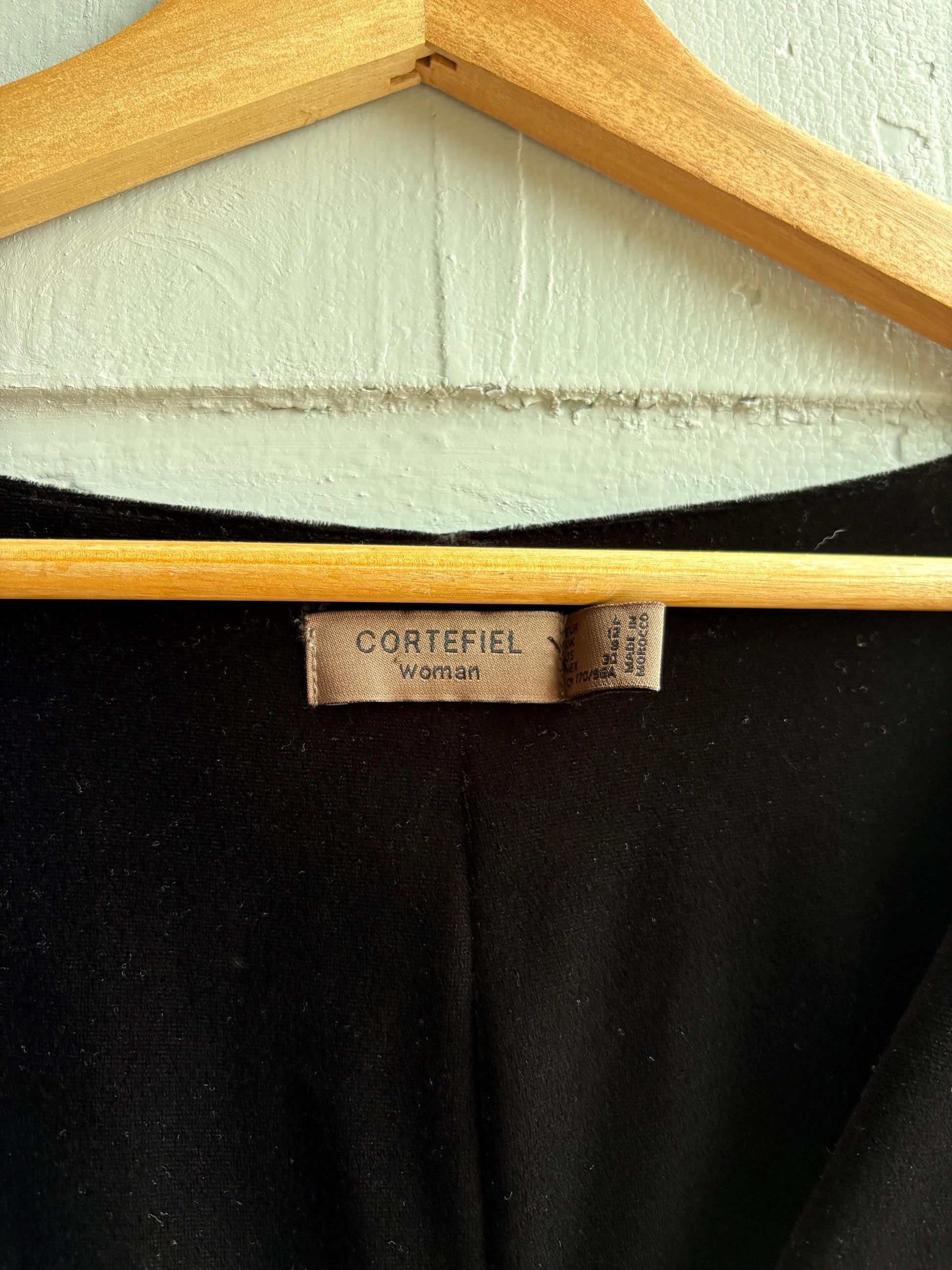 Black velvet a-line dress, Simple black short formal dress, Size L - UK 12