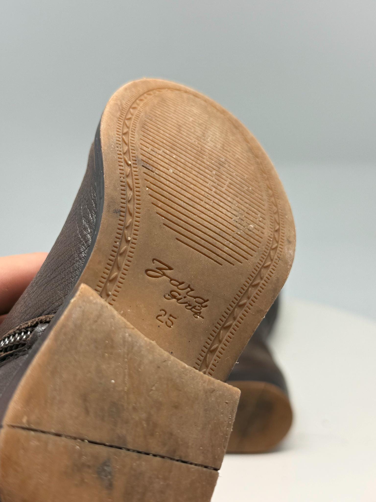 brown Long Leather girl Boots, Size 25 Children