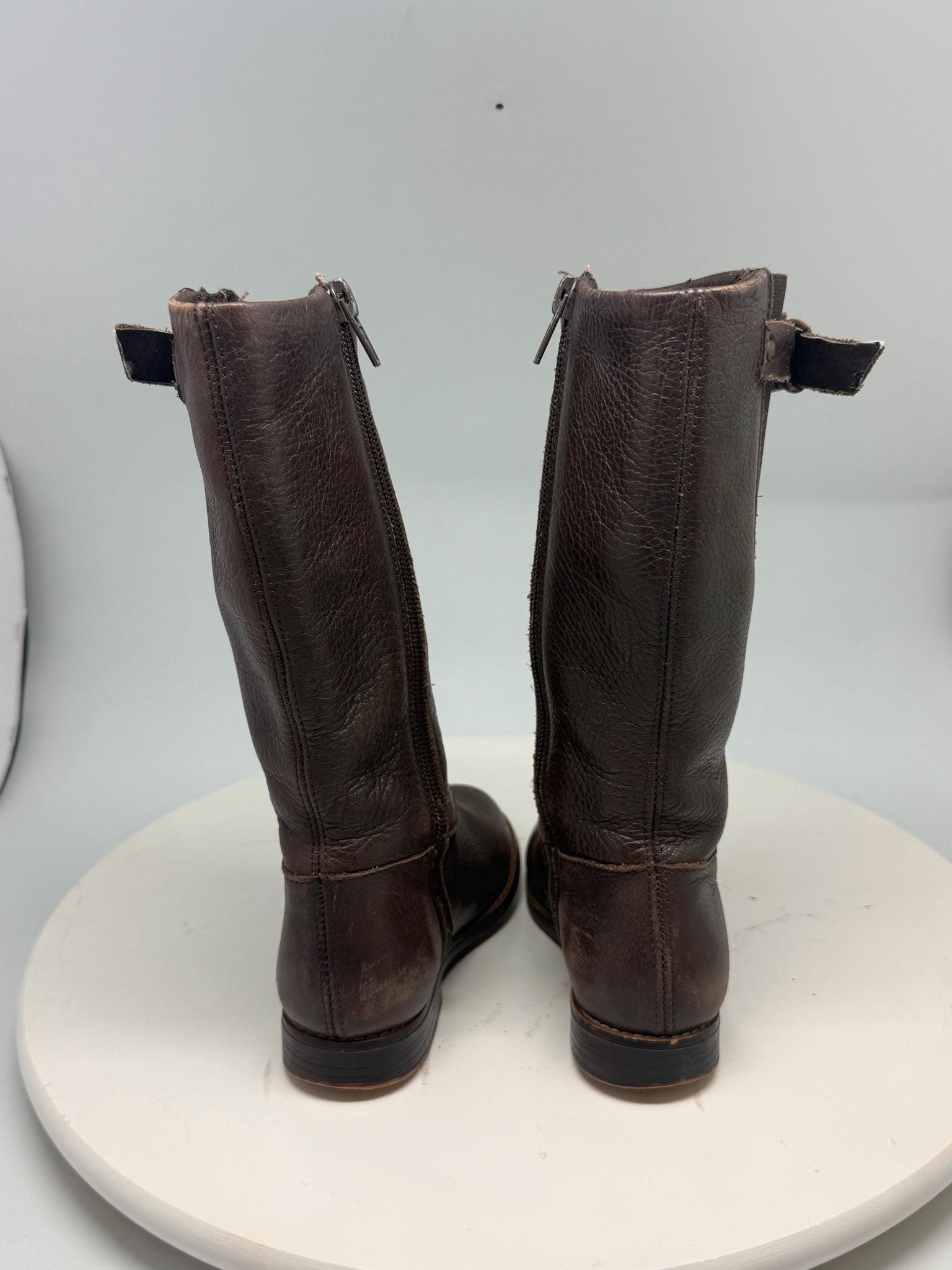 brown Long Leather girl Boots, Size 25 Children