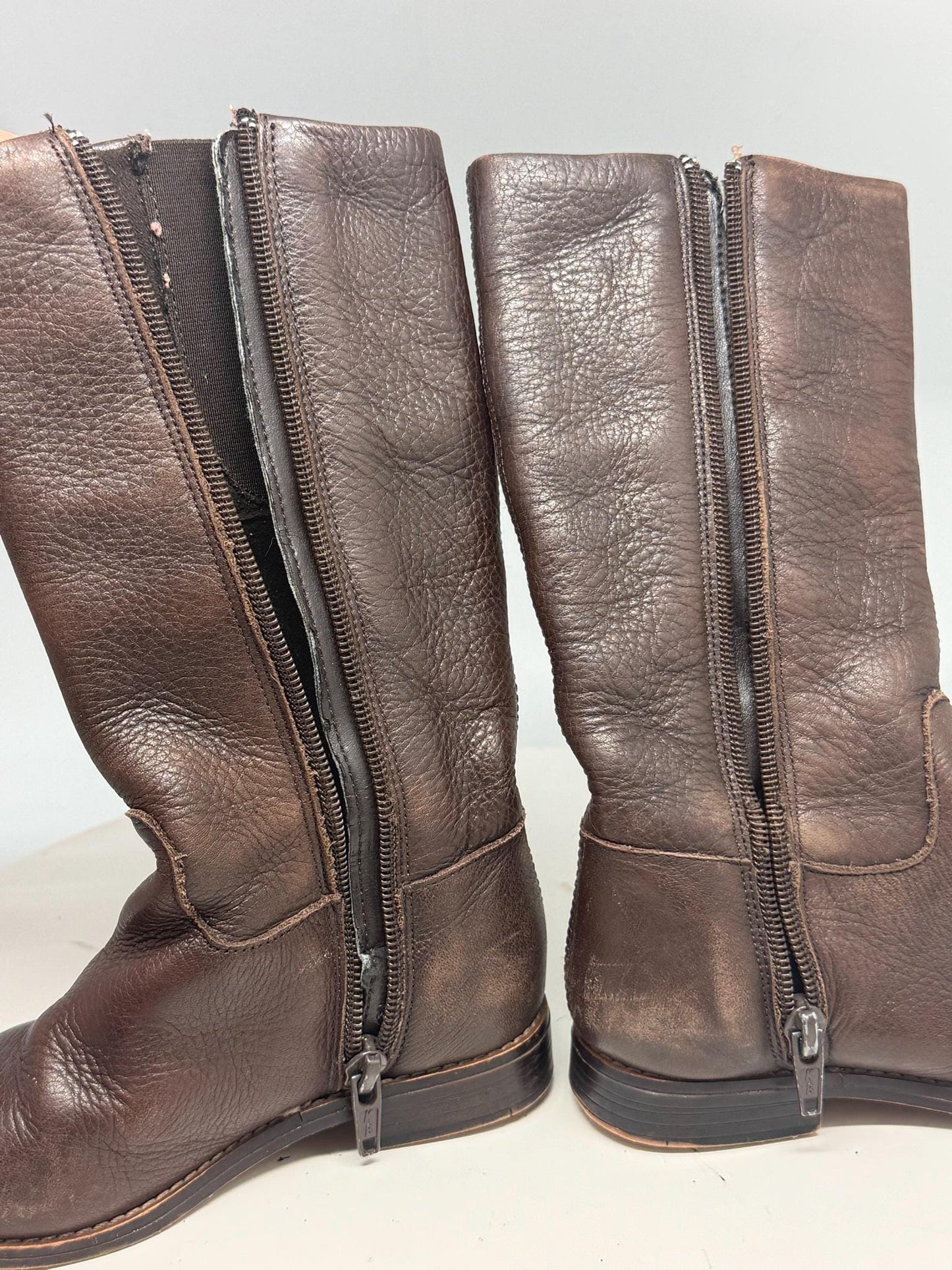 brown Long Leather girl Boots, Size 25 Children