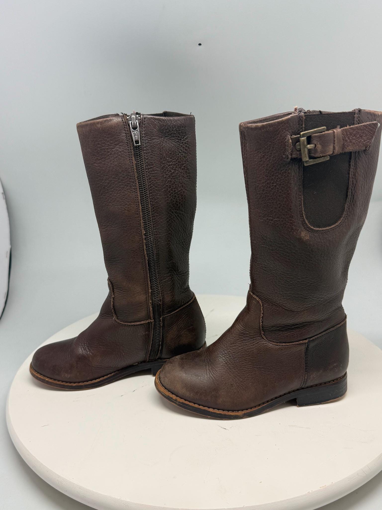 brown Long Leather girl Boots, Size 25 Children