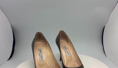 Olive Green Leather Heels by Jimmy Choo — back view
