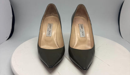 Olive Green Leather Heels by Jimmy Choo — additional view 8
