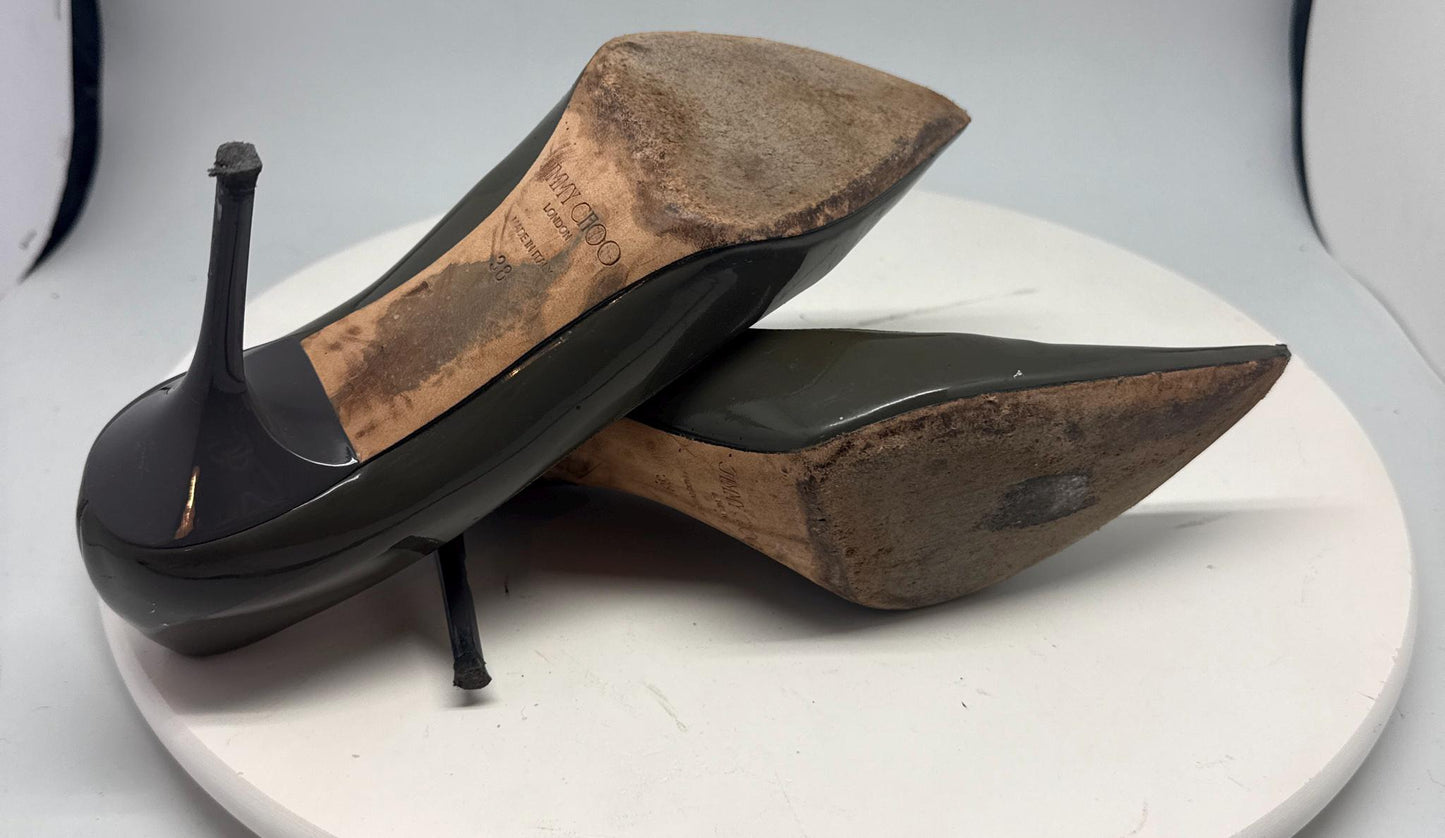 Olive Green Leather Heels by Jimmy Choo — additional view 10