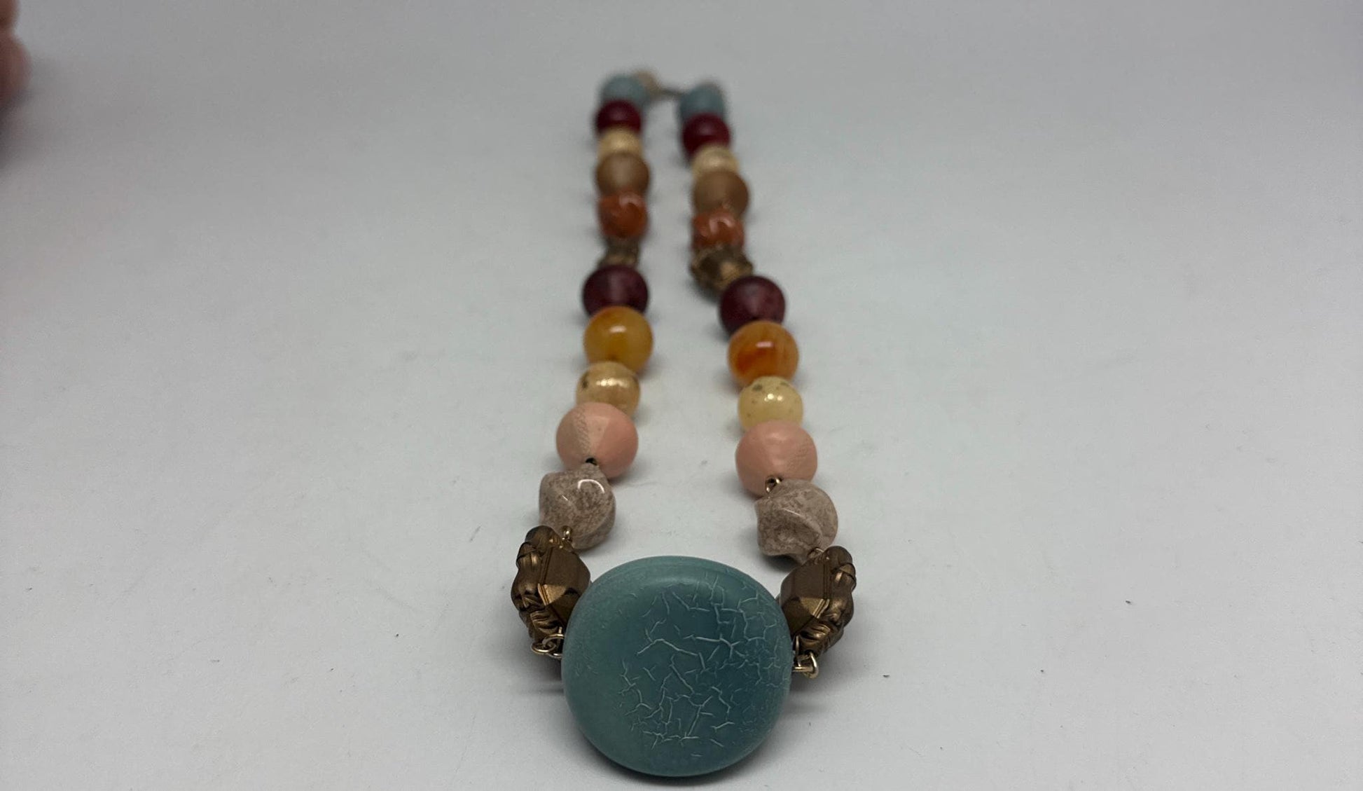 Vintage Multicolor Stone Mediterranean Necklace — additional view 10