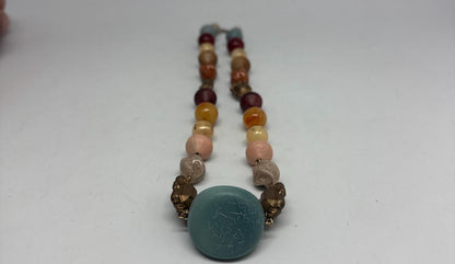 Vintage Multicolor Stone Mediterranean Necklace — additional view 10