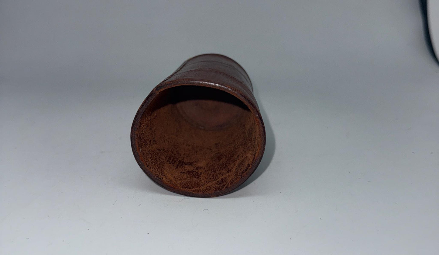 Vintage Brown Leather Cup, Masculine Decor — additional view 7