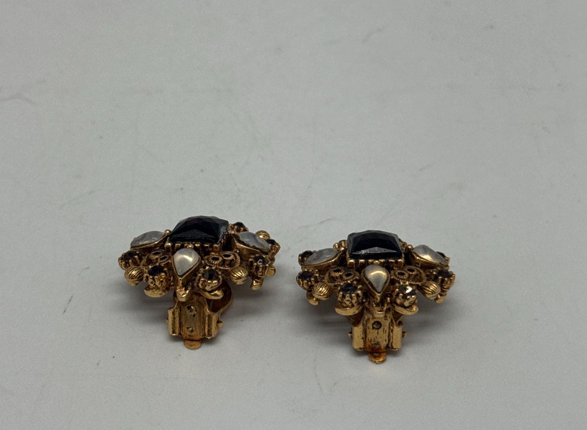 Signed Florenza Victorian Revival Clip-On Earrings — additional view 6