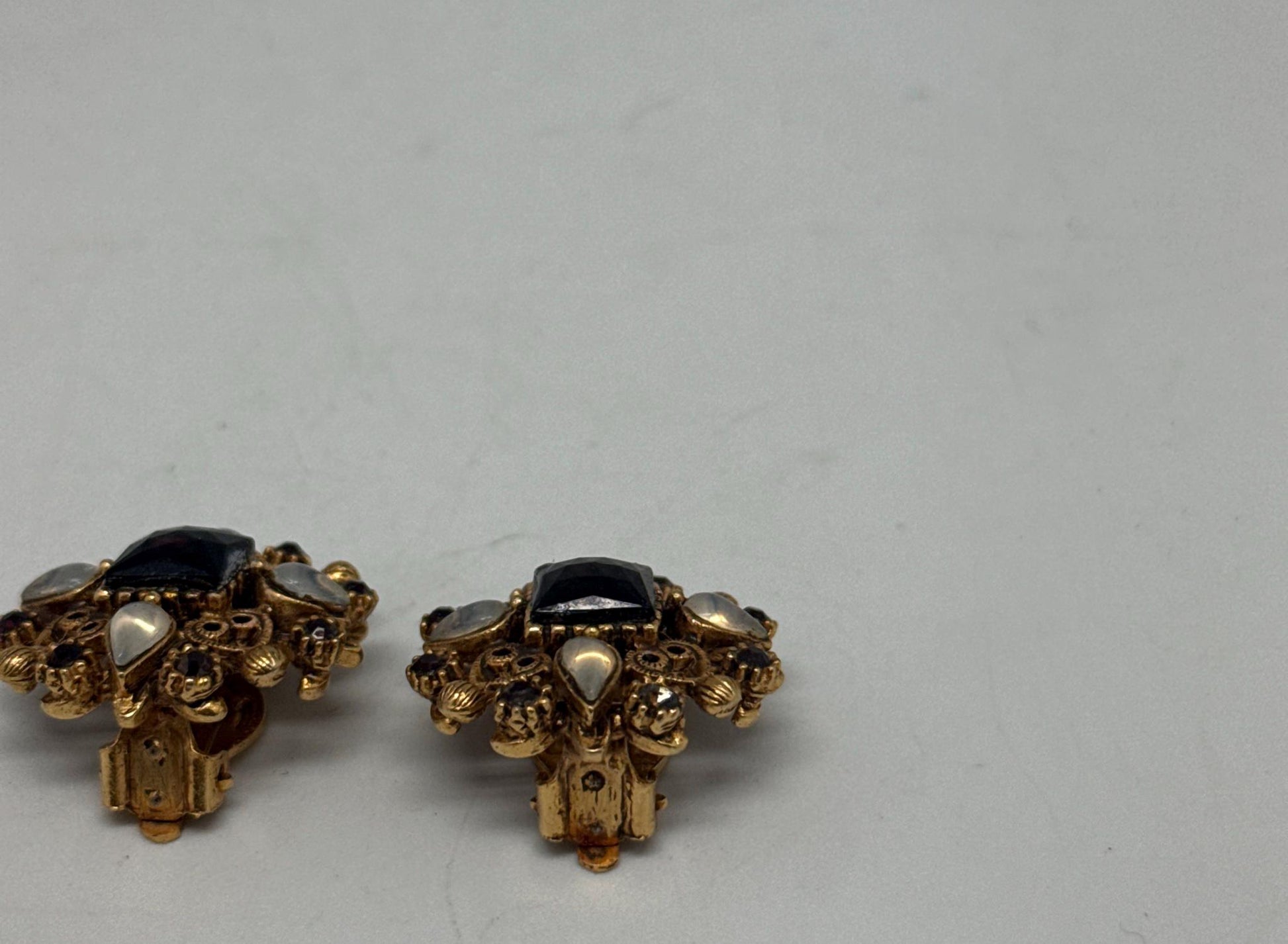 Signed Florenza Victorian Revival Clip-On Earrings — additional view 7