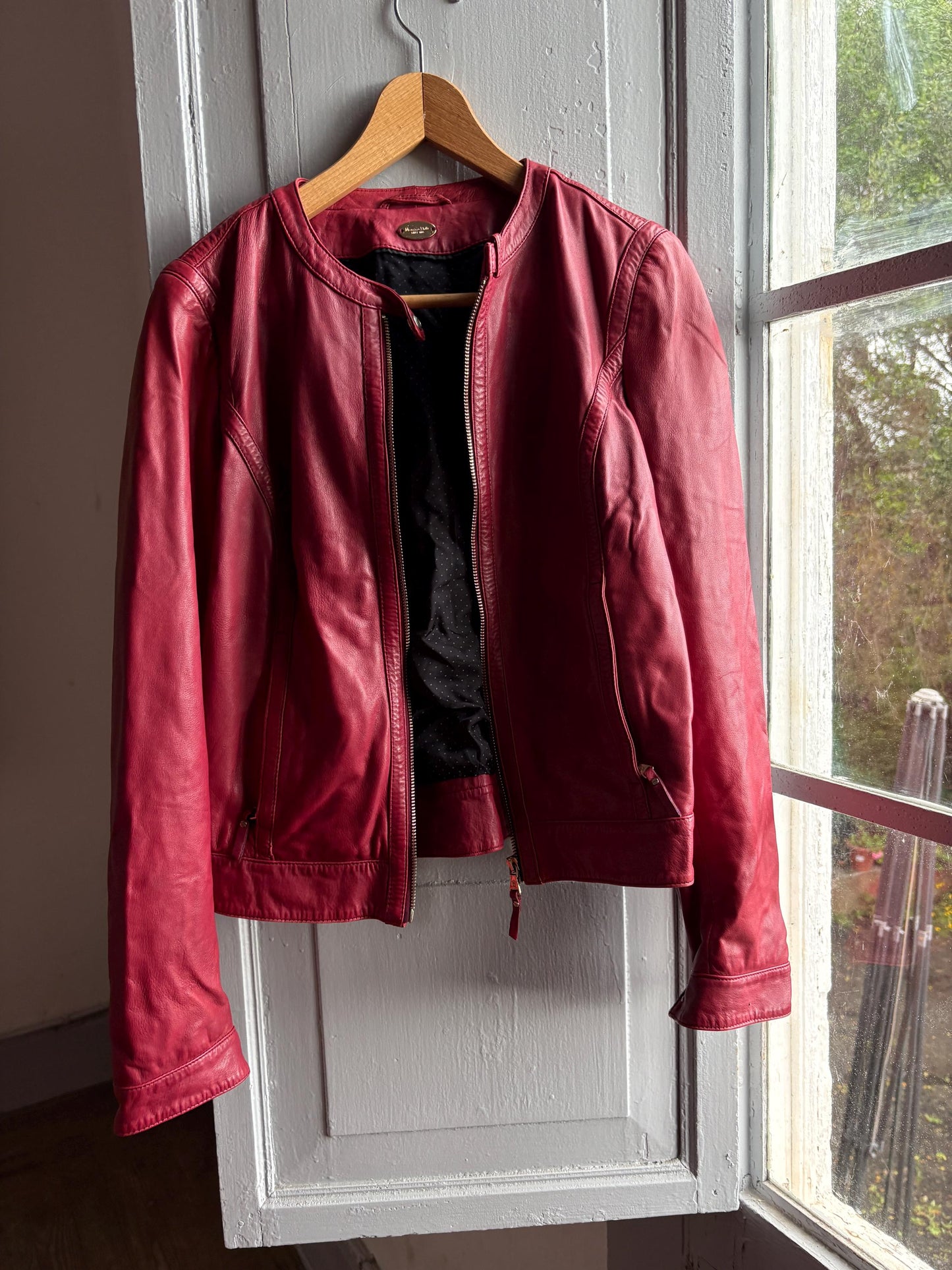 Burgundy Leather Minimalist Jacket for Women — additional view 5