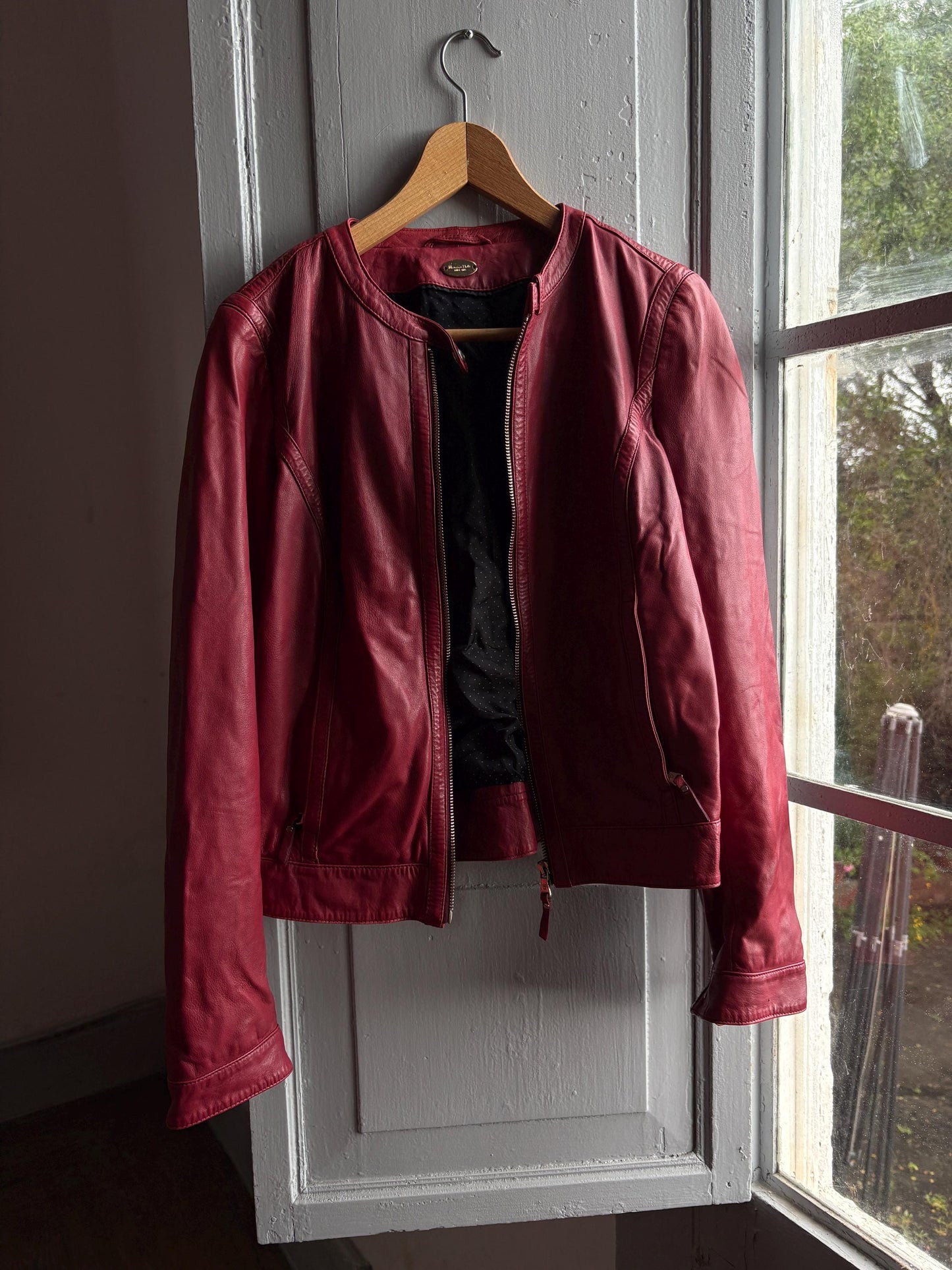 Burgundy Leather Minimalist Jacket for Women — additional view 7