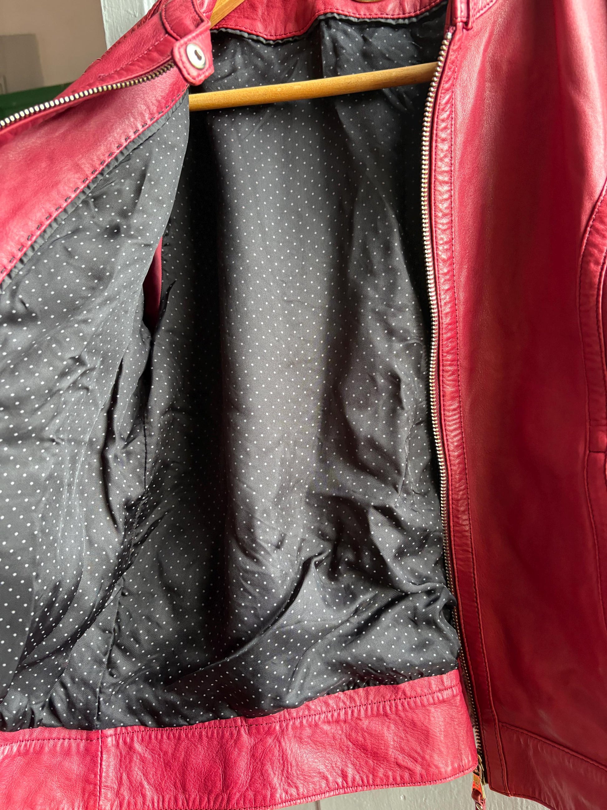 Burgundy Leather Minimalist Jacket for Women — additional view 13
