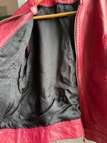 Burgundy Leather Minimalist Jacket for Women — additional view 13