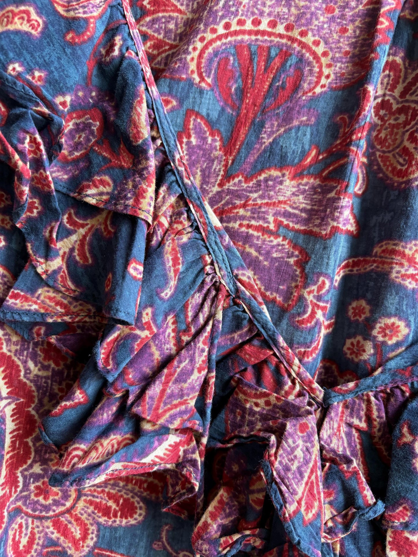 Floral Ruffled V-Neck Cotton Blouse — additional view 10