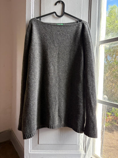 Dark Grey Wool Sweater With Ribbed Cuffs — additional view 13