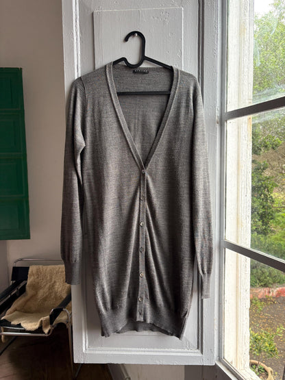 Grey Wool Blend Long Vest — fabric close-up