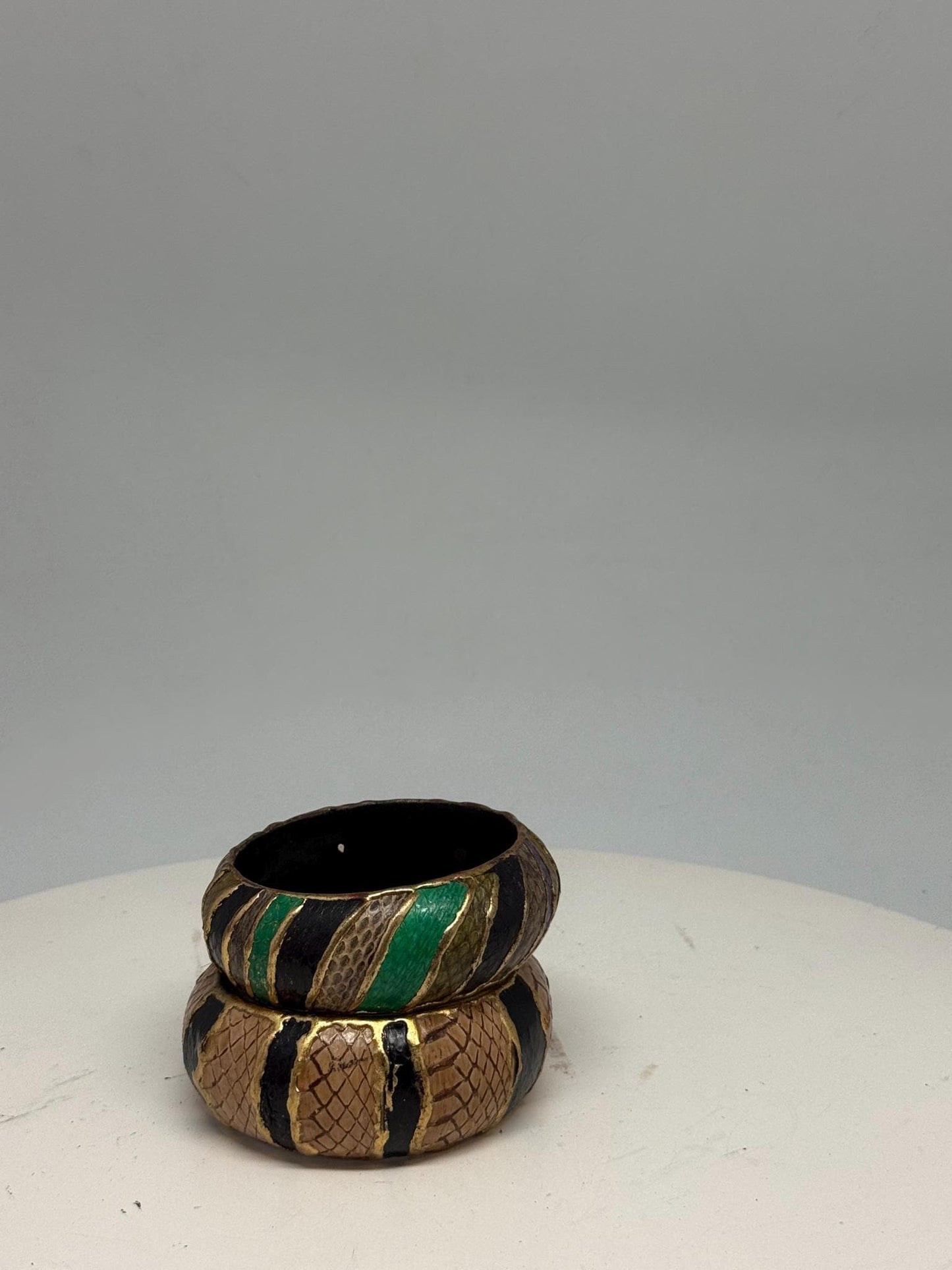 Vintage Green And Gold Snakeskin Bangles — additional view 10