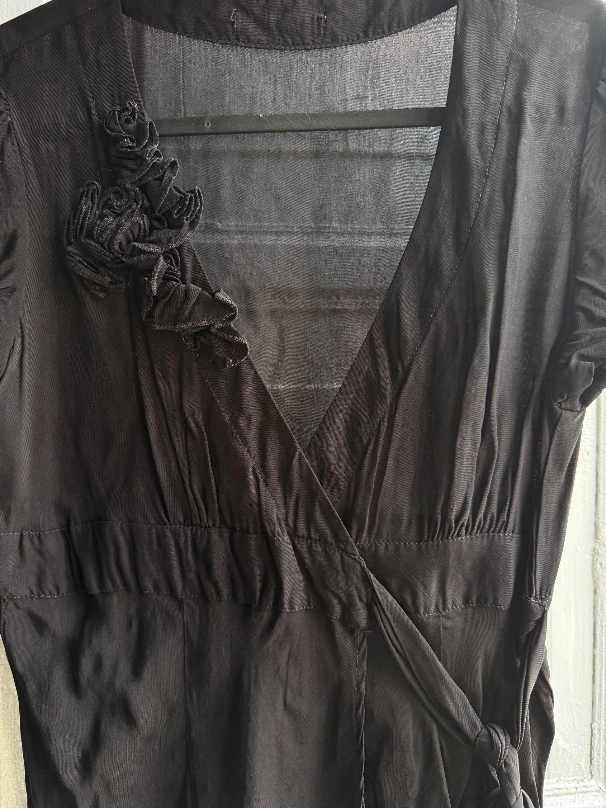 Black V-Neck Waistline Blouse for Women — additional view 9