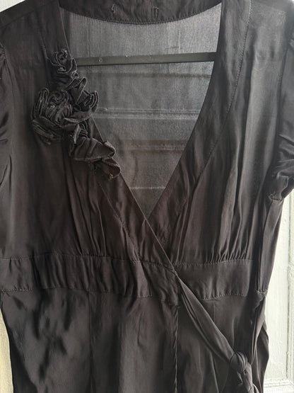 Black V-Neck Waistline Blouse for Women — additional view 9