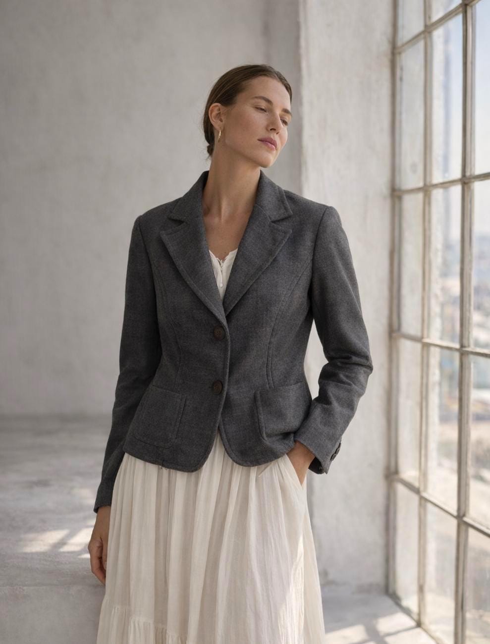 Tailored Grey Wool Blazer