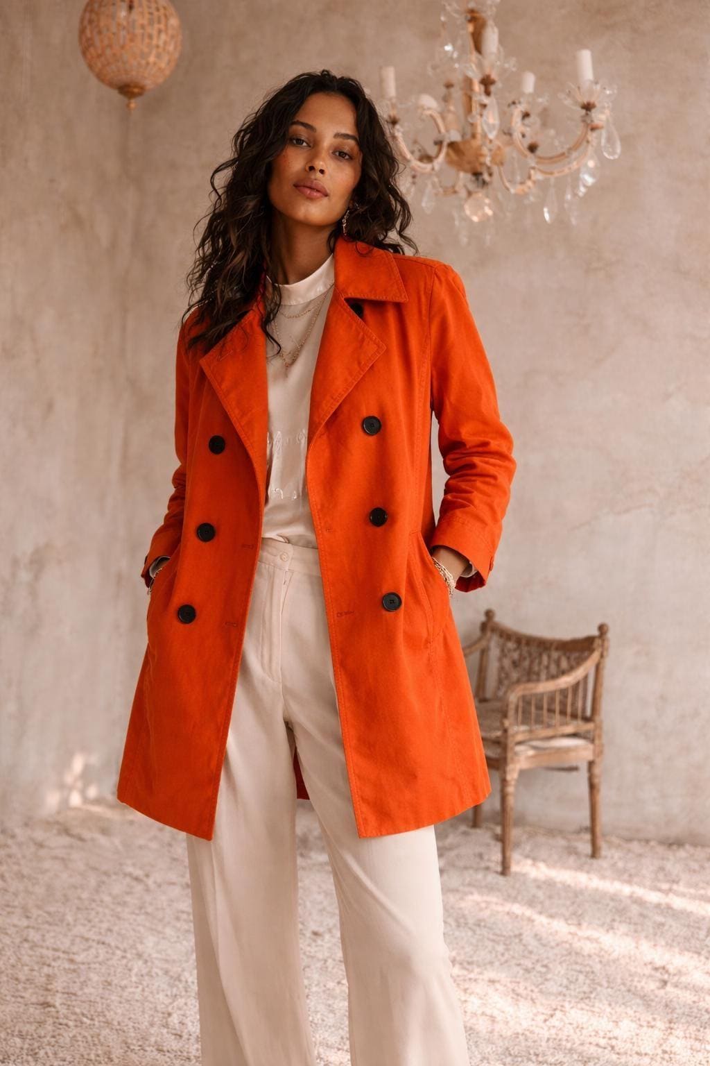 Orange Anne Klein Trench Coat