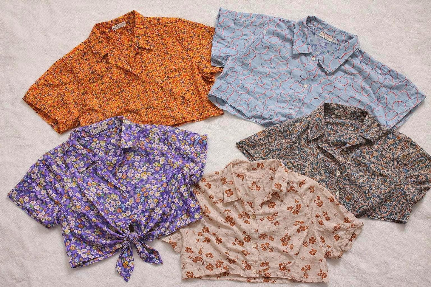 Vintage Y2K Cropped Button-Up Blouse — back view