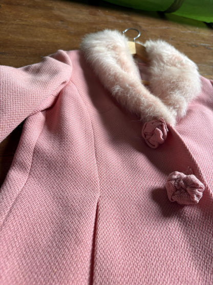 Vintage pink pure wool suit, 2-piece set, size S