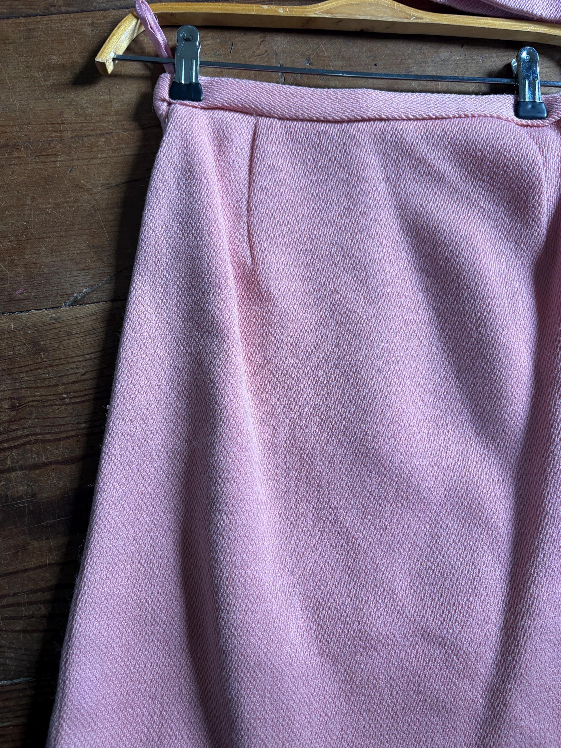 Vintage pink pure wool suit, 2-piece set, size S