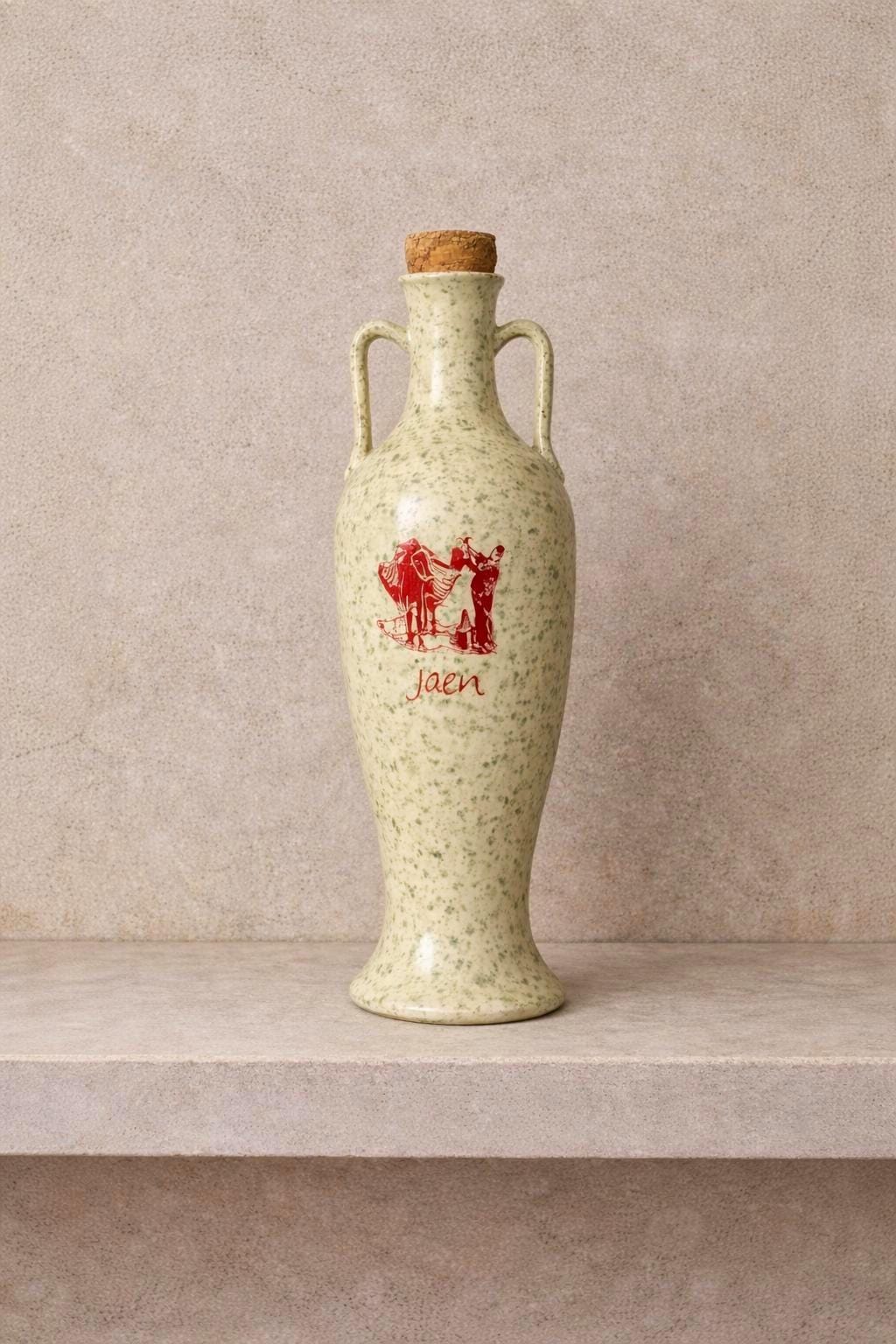 Vintage Green Speckled Oil Pitcher