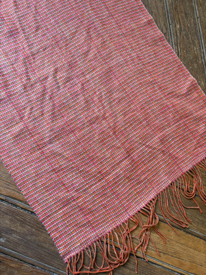 Benetton Pink Checkered Wool Blend Scarf — fabric close-up