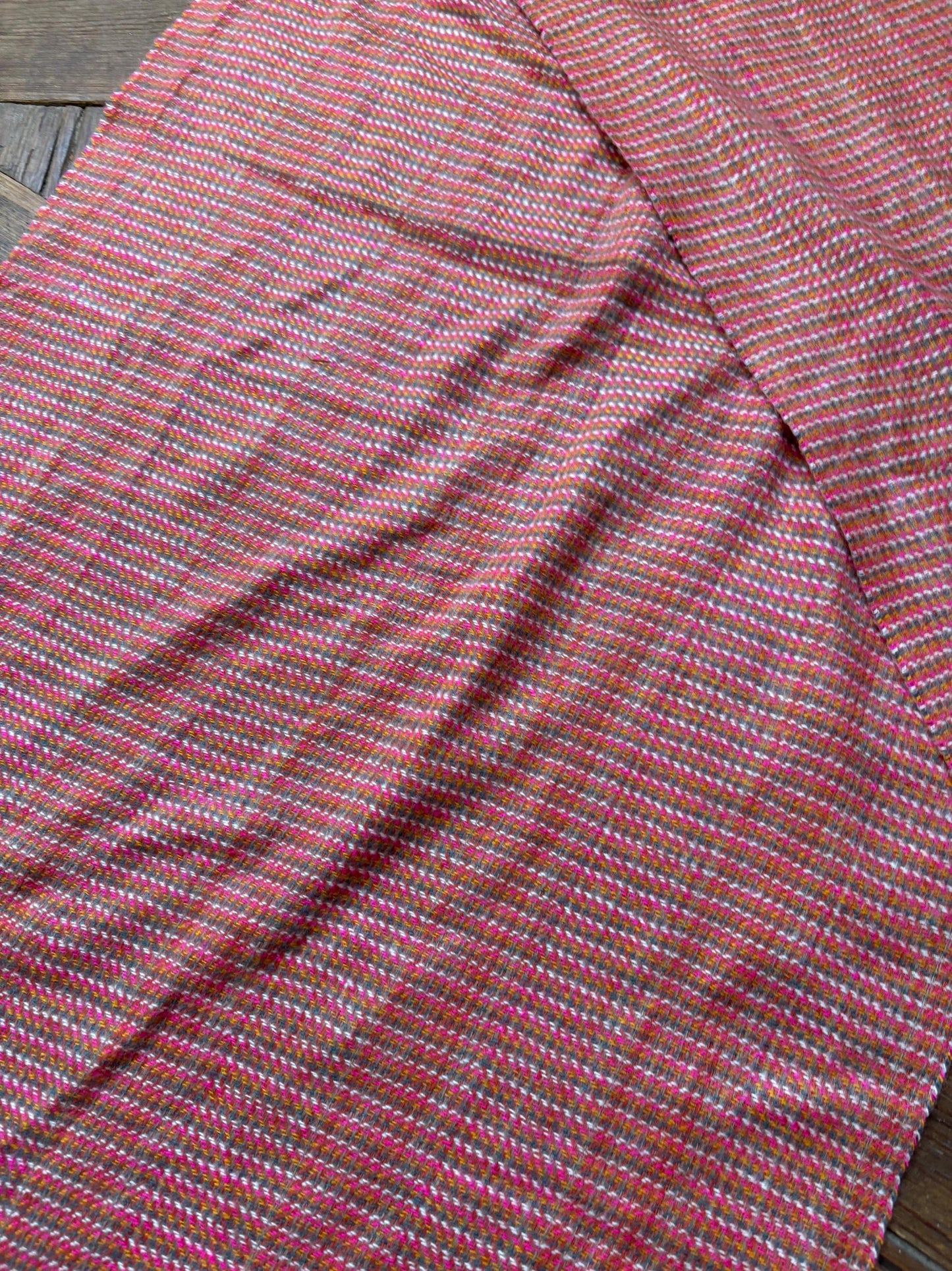 Benetton Pink Checkered Wool Blend Scarf — additional view 7