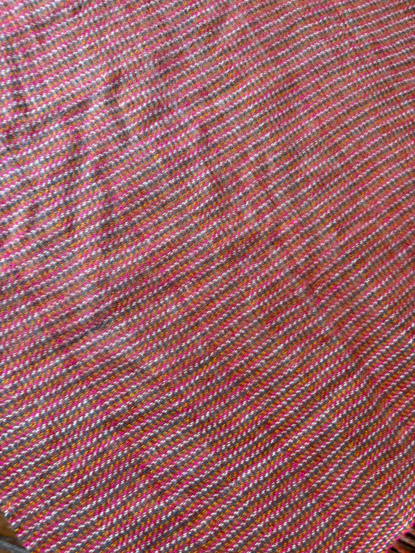 Benetton Pink Checkered Wool Blend Scarf — additional view 5