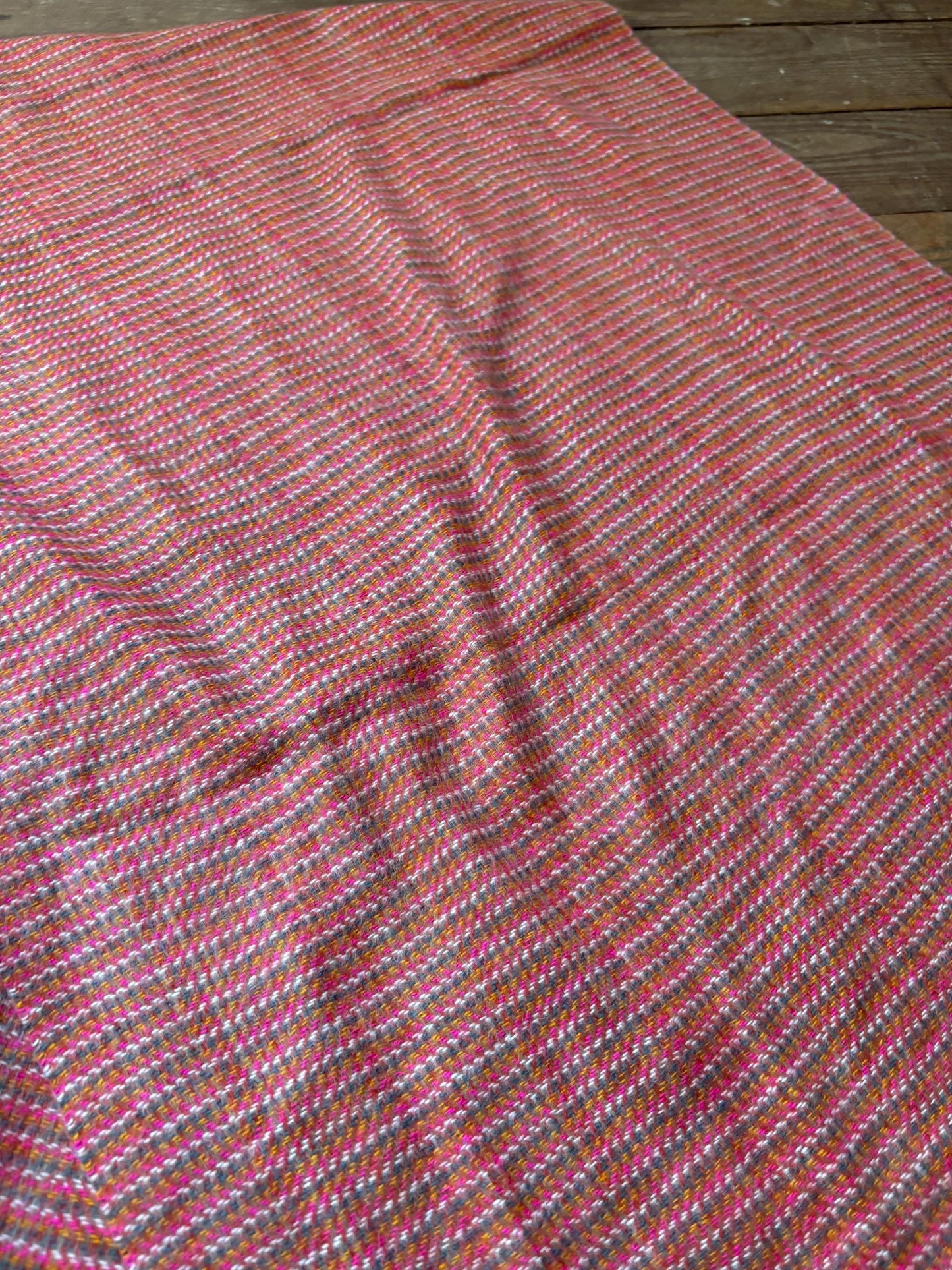 Benetton Pink Checkered Wool Blend Scarf — additional view 8