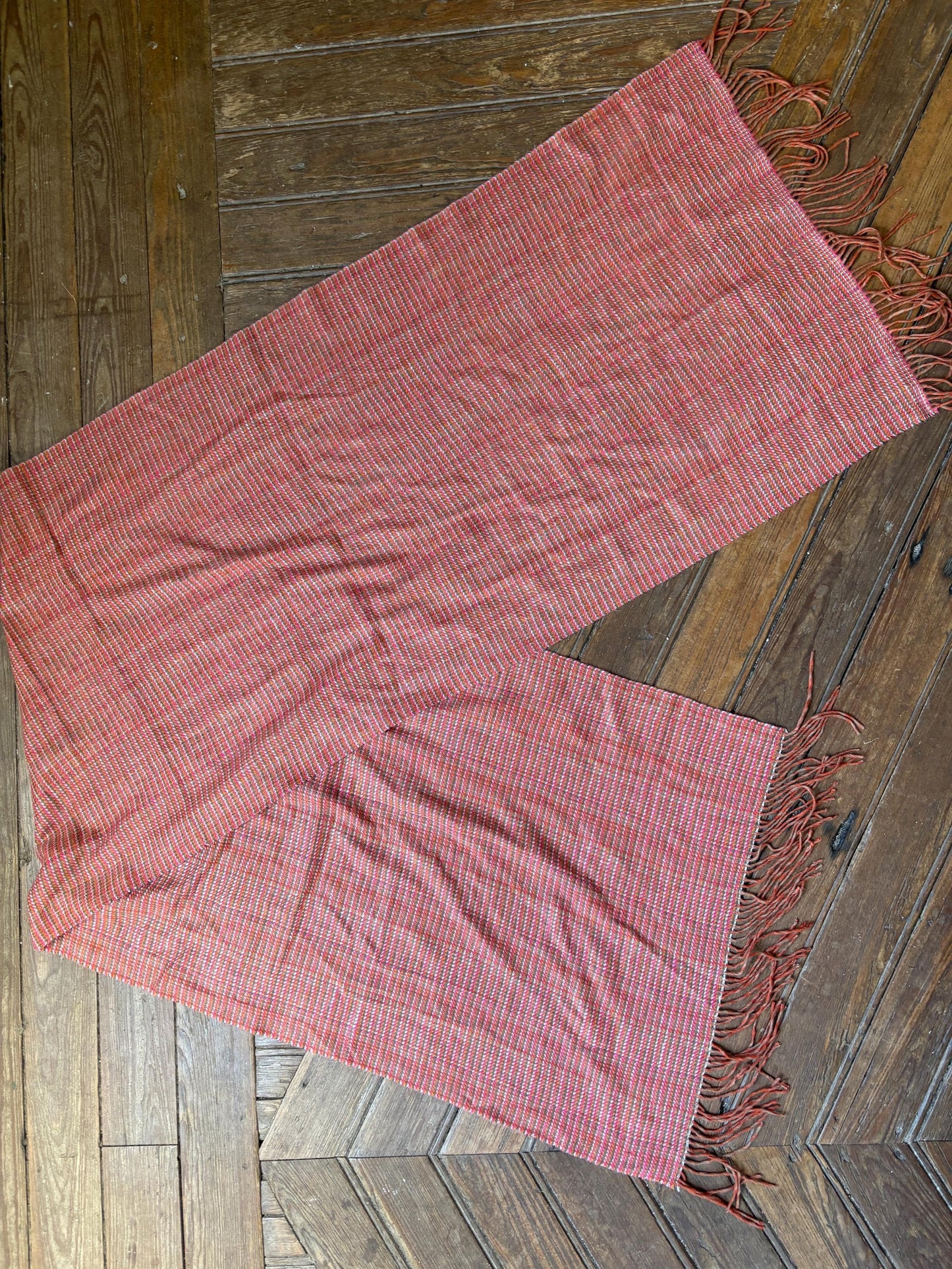 Benetton Pink Checkered Wool Blend Scarf — additional view 11