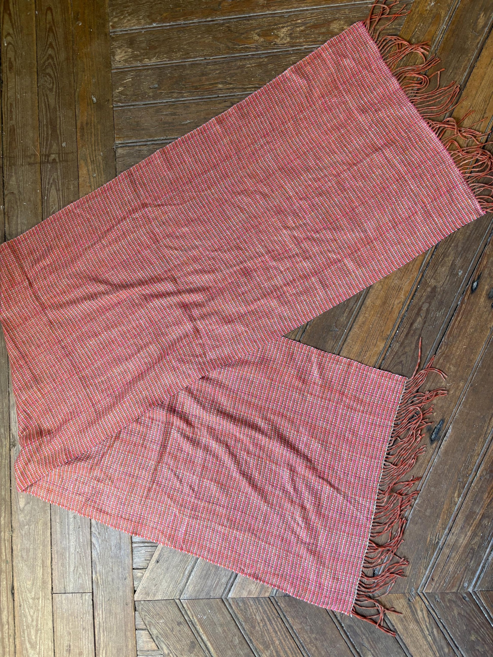 Benetton Pink Checkered Wool Blend Scarf — additional view 11