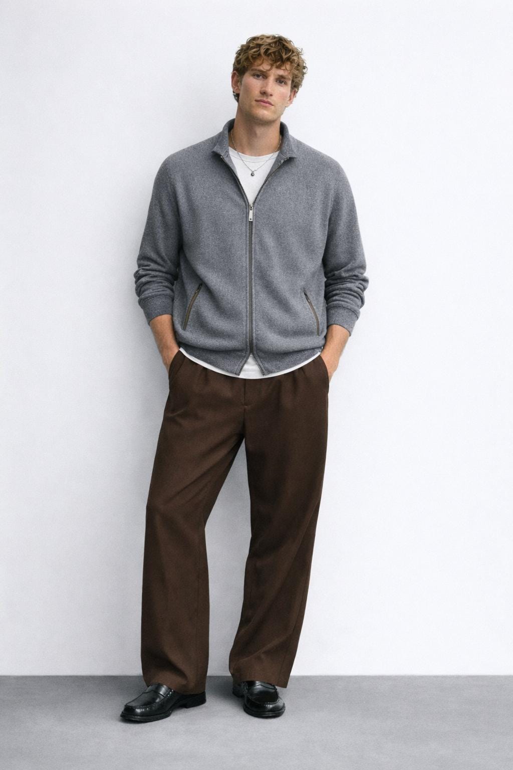 Gray Cotton Cashmere Knit Vest