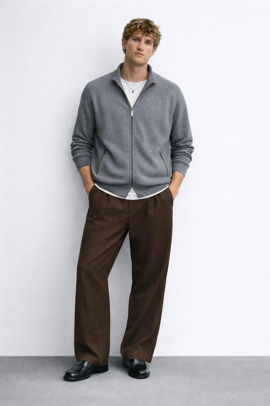 Gray Cotton Cashmere Knit Vest
