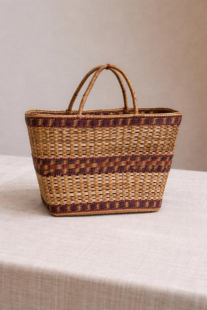 Vintage Brown Sisal Woven Shopper
