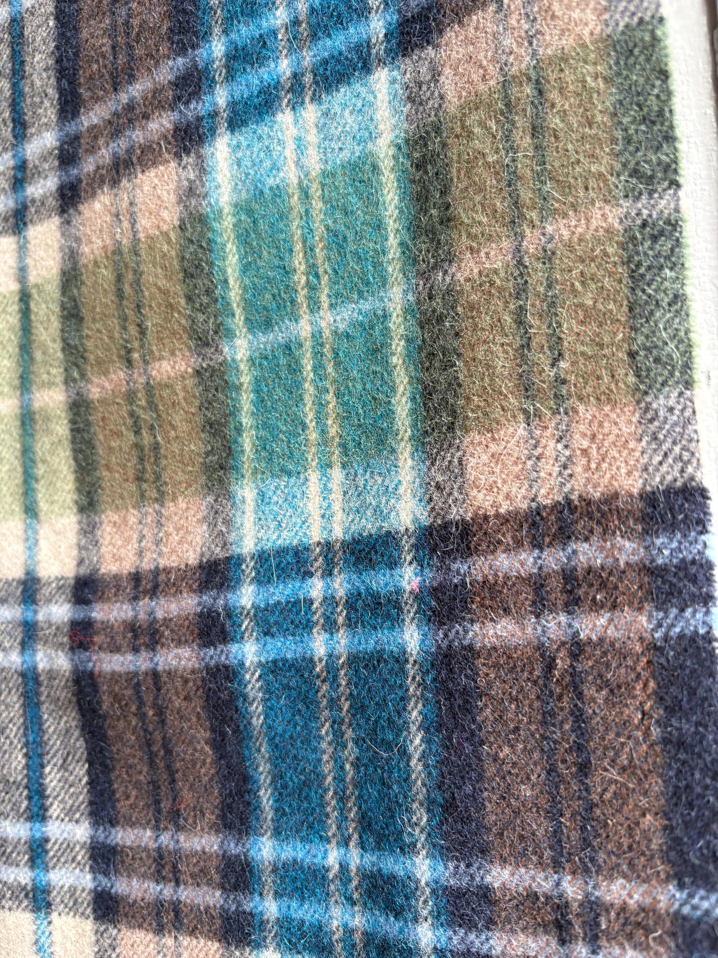 Plaid Wool Angora Scarf with Fringe Detail — additional view 10