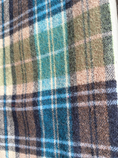 Plaid Wool Angora Scarf with Fringe Detail — additional view 10