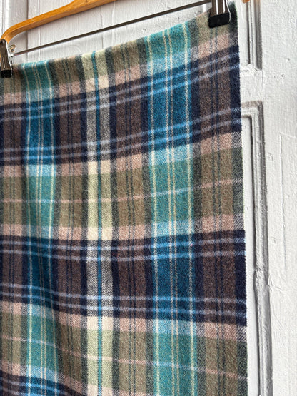 Plaid Wool Angora Scarf with Fringe Detail — additional view 7