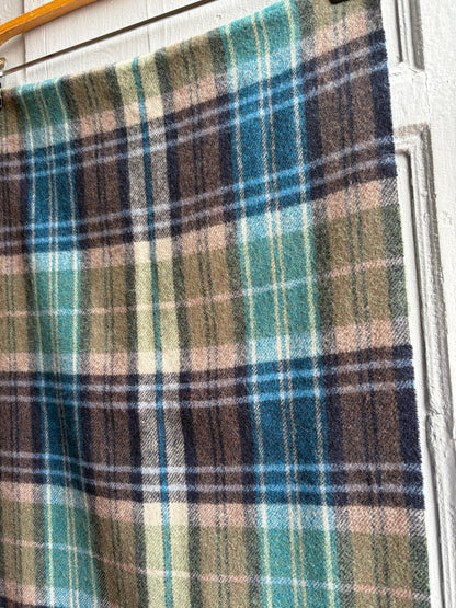 Plaid Wool Angora Scarf with Fringe Detail — additional view 9