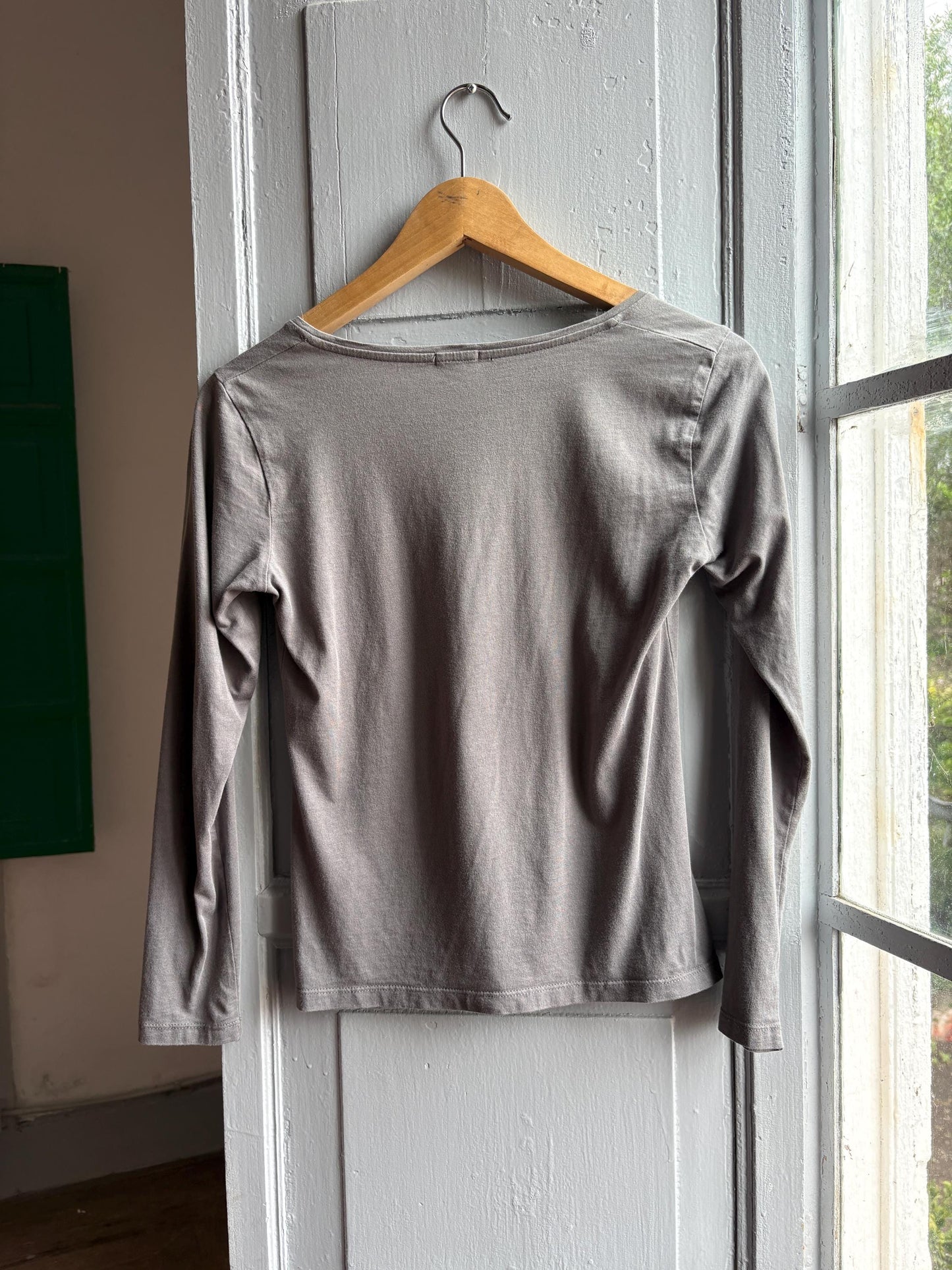 Grey Modal Cotton Blend Henley T-Shirt — additional view 13