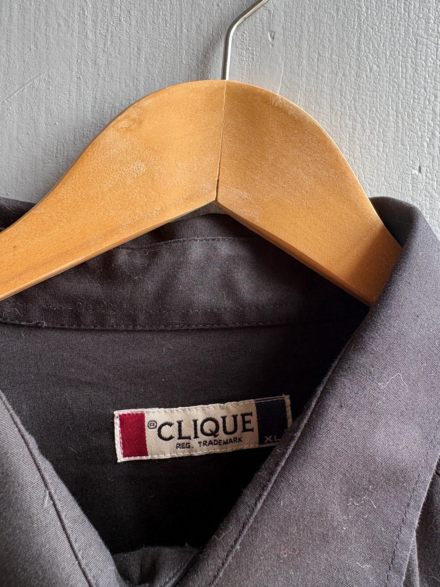 Vintage French Black Cotton Oxford Shirt — additional view 5