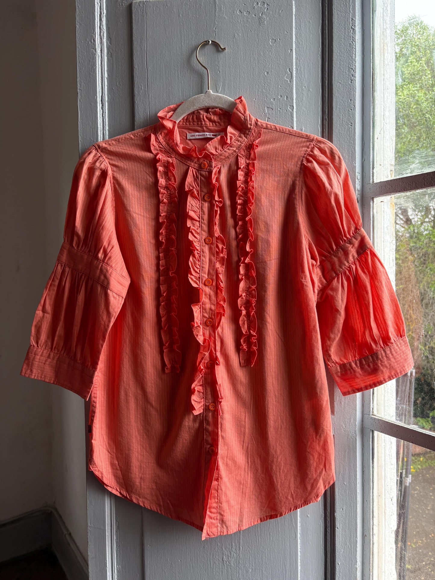 Orange Pink Ruffled Cotton Blouse — additional view 10