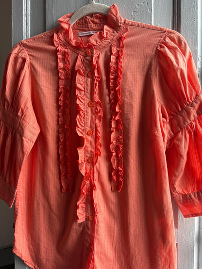 Orange Pink Ruffled Cotton Blouse — additional view 9