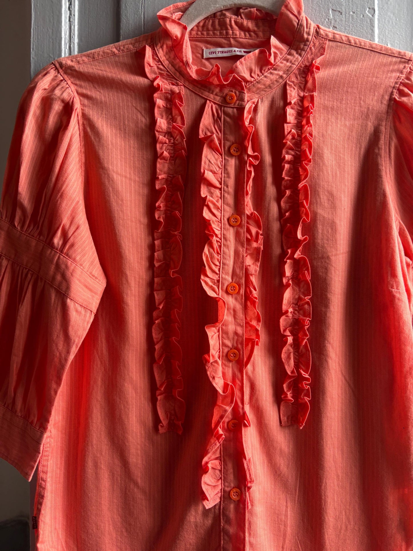 Orange Pink Ruffled Cotton Blouse — additional view 12