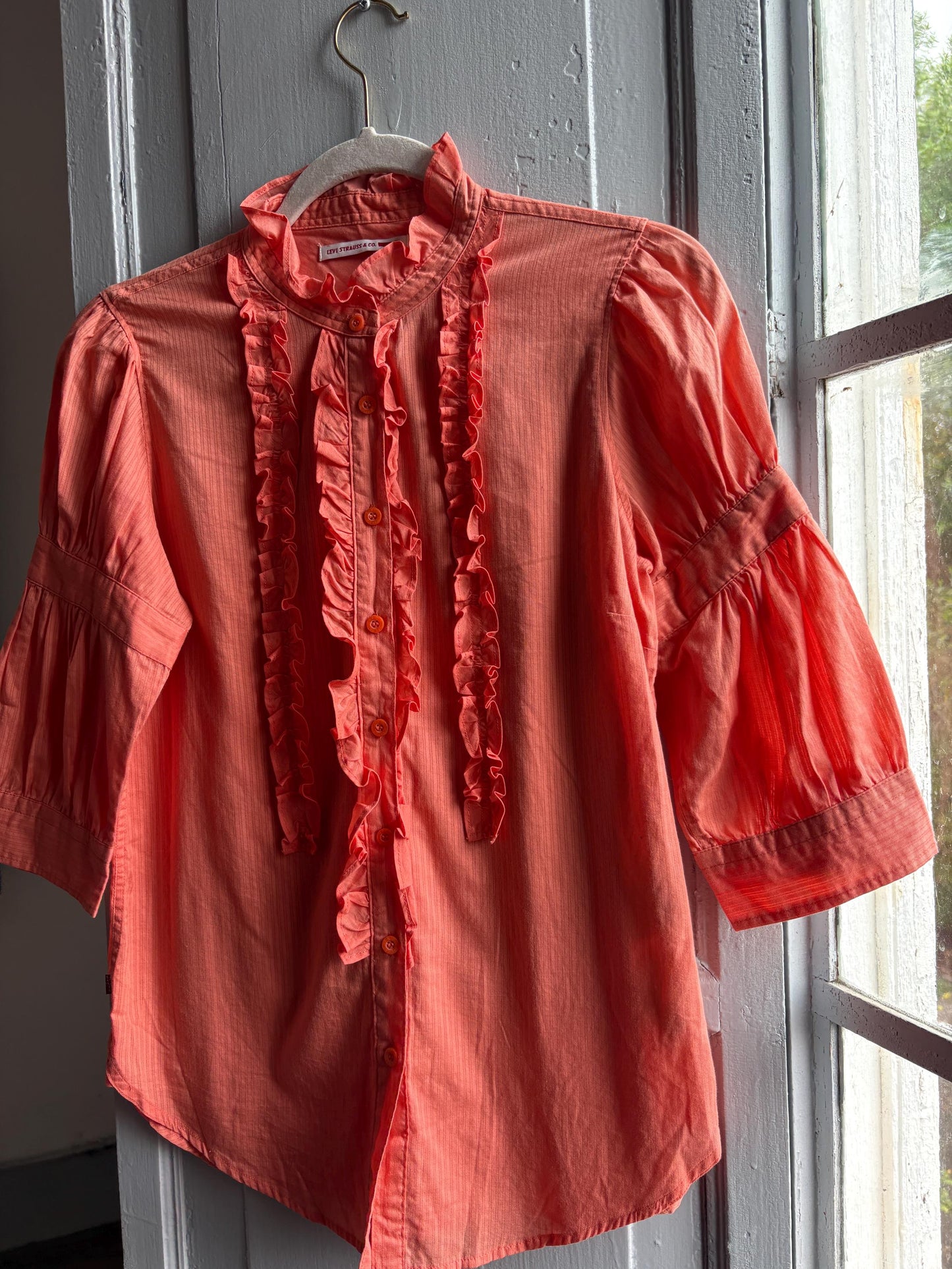 Orange Pink Ruffled Cotton Blouse — additional view 11