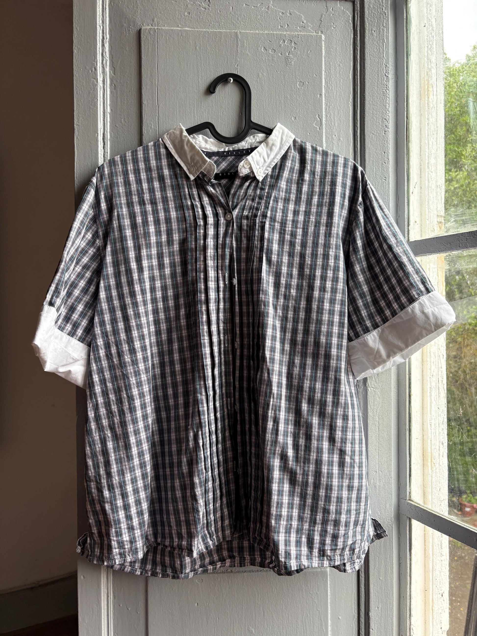 Cotton Plaid Button-Up Shirt — additional view 7