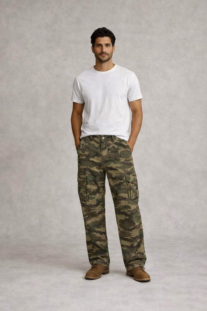 Vintage Camo Cargo Pants, Cotton Grunge Style